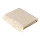 preview thumbnail 9 of 14, Merino Lambswool Throw Blanket - Herringbone Pattern, Made in England Beige