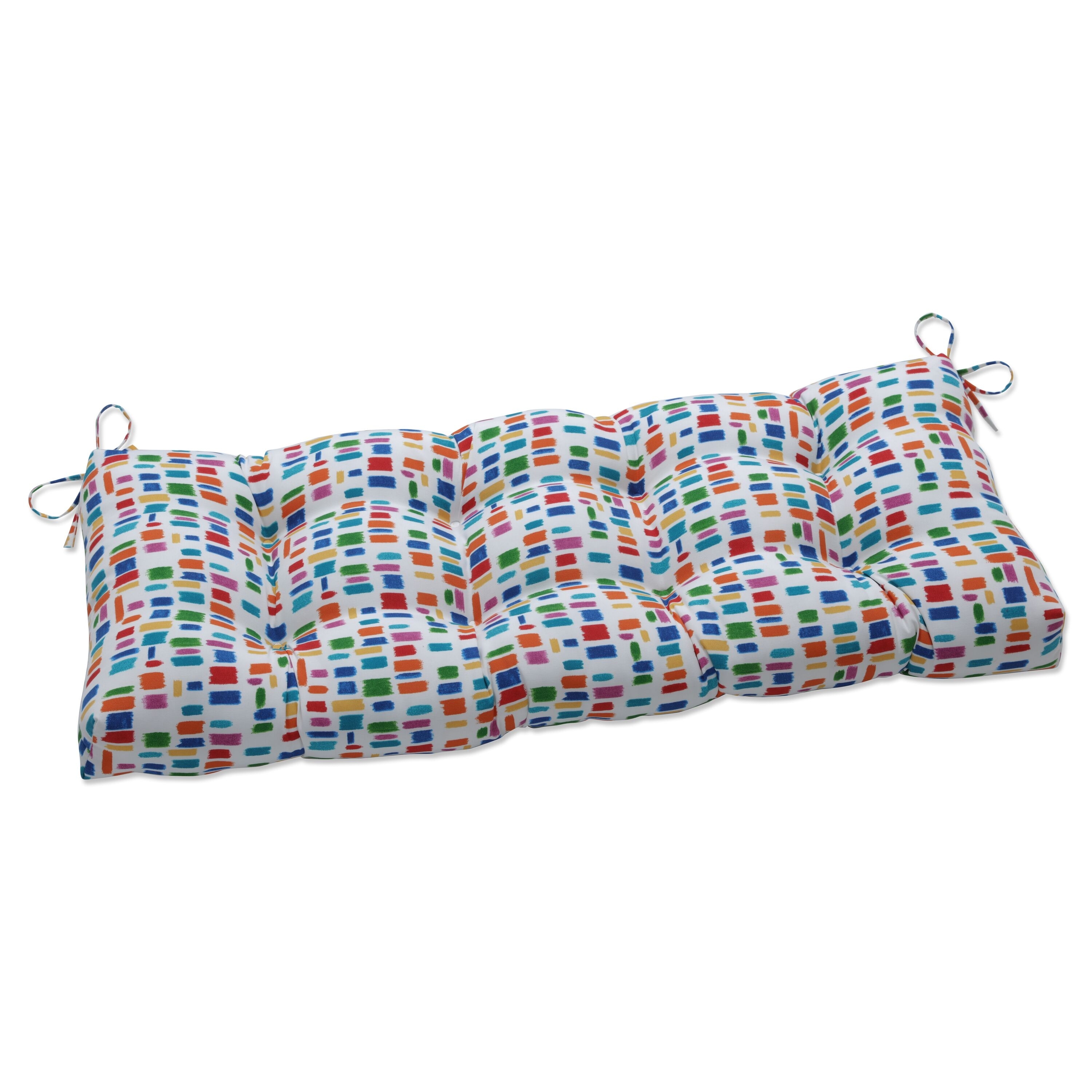 Shop Pillow Perfect Outdoor Indoor Color Tabs Primaries Outdoor Tufted Bench Swing Cushion 44 X 18 X 5 Overstock 31910432