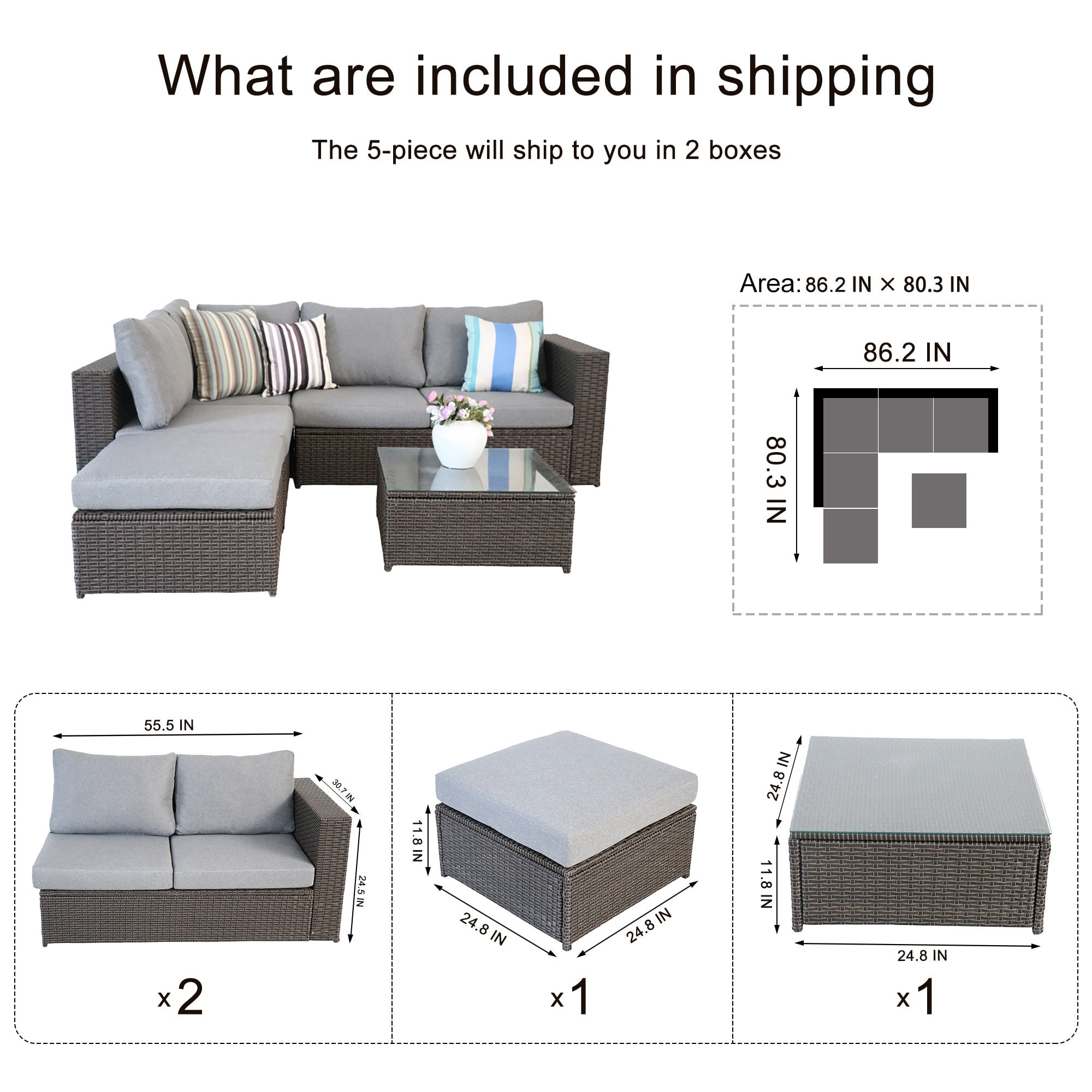 Dark grey rattan corner discount sofa
