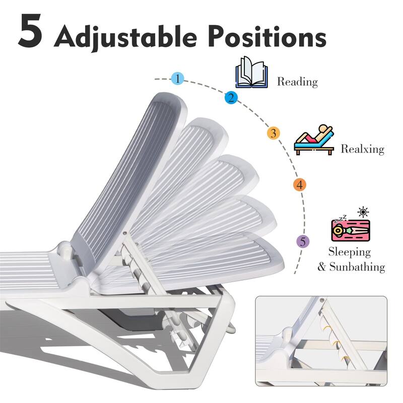 Pool Lounge Chair Plastic Adjustable Recliner