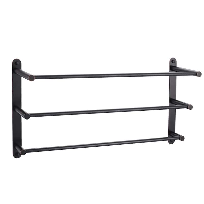 WOWOW 3-Tier Wall Mounted Towel Rack in Brushed Nickel - Oil Rubbed Bronze - 24"
