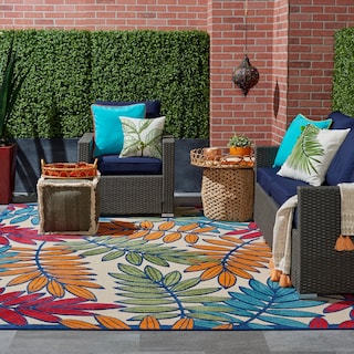 Nourison Aloha Leaf Print Vibrant Indoor/Outdoor Area Rug
