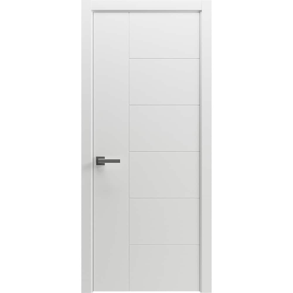 Interior Solid French Door / Mela 0716 Painted White / Single Regular Panel Frame Handle / Bathroom Bedroom Modern Doors