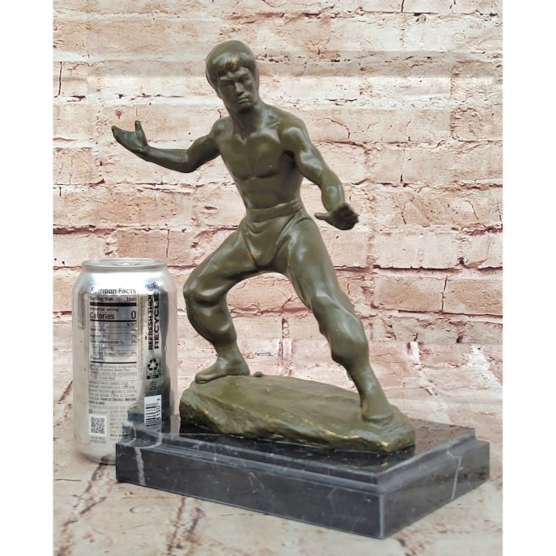 Bruce Lee Martial Artist In Fighting Pose Bronze Sculpture - Kung Fu Karate Art