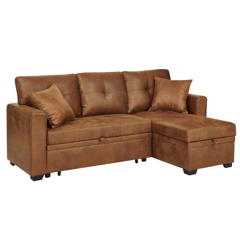 Sleeper Sofa,Sectional with Pull-Out Bed, Reversible Chaise, Storage Sectional, Convertible Sofa Bed, L-Shaped Sofa