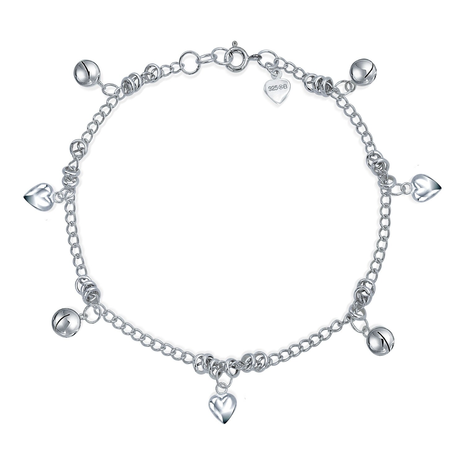 shop multi jingle bells and hearts dangle charms anklet pattilu india ankle bracelet for women 925 sterling silver 9 5 inch overstock 17986270 multi jingle bells and hearts dangle charms anklet pattilu india ankle bracelet for women 925 sterling silver 9 5 inch