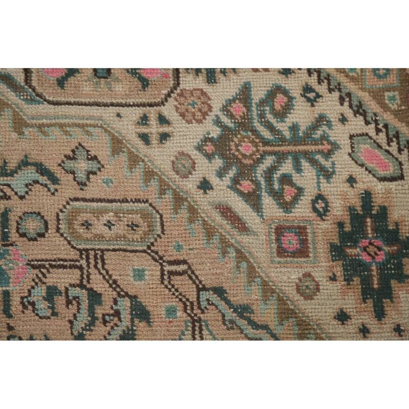 Hand Knotted Oriental 100% Wool Carpet Traditional Medallion Peach Tabriz Area Rug - 9' 7'' X 6' 7''