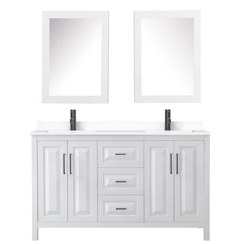 Daria 60 Inch Double Vanity, Cultured Marble Top, Medicine Cabinets