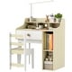 preview thumbnail 1 of 7, Qaba Kids Desk and Chair Set, Student Desk and Chair Set with Storage Shelves, Drawer, Kids Study Desk and Chair, White White
