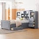 preview thumbnail 15 of 26, All-in-One Bookcase Captains Bed Wood Storage Platform Bed with Storage Headboard and Drawers, Twin Size Space Saving Bed Gray - Twin