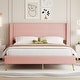 preview thumbnail 21 of 28, Queen Size Corduroy Upholstered Platform Bed with Wingback Headboard Pink - Queen