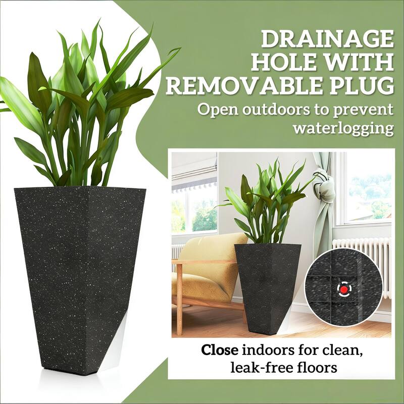 Tall Planters Set of 3, Taper Planters with Drainage Holes for Outdoor Plants