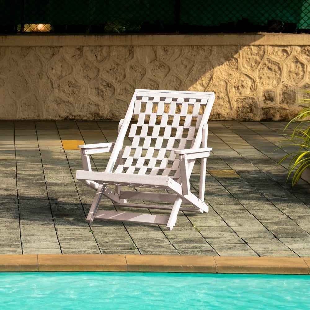 Pinecrest Fully Assembled All-Weather HDPE Outdoor Folding Lounge Chair with Removable Cushion