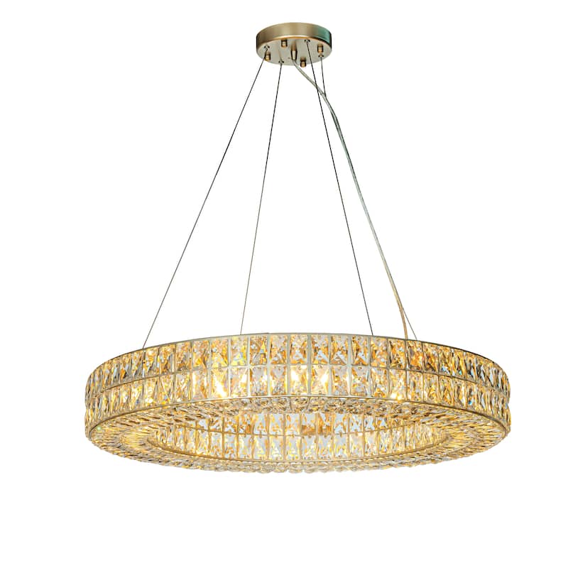 12-Light Modern And Contemporary Lighting Crystal Ring Chandelier For Dining Room And Living Room