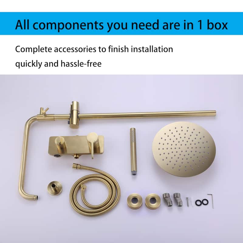 Modland 3-Function Wall Mount Shower System - Brushed Gold, 2.6GPM, cUPC Valve