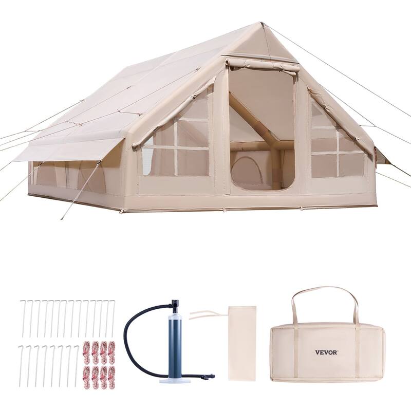 Inflatable Tent for Camping 4-6 Person Glamping Tent with Pump Easy Set up - Multi