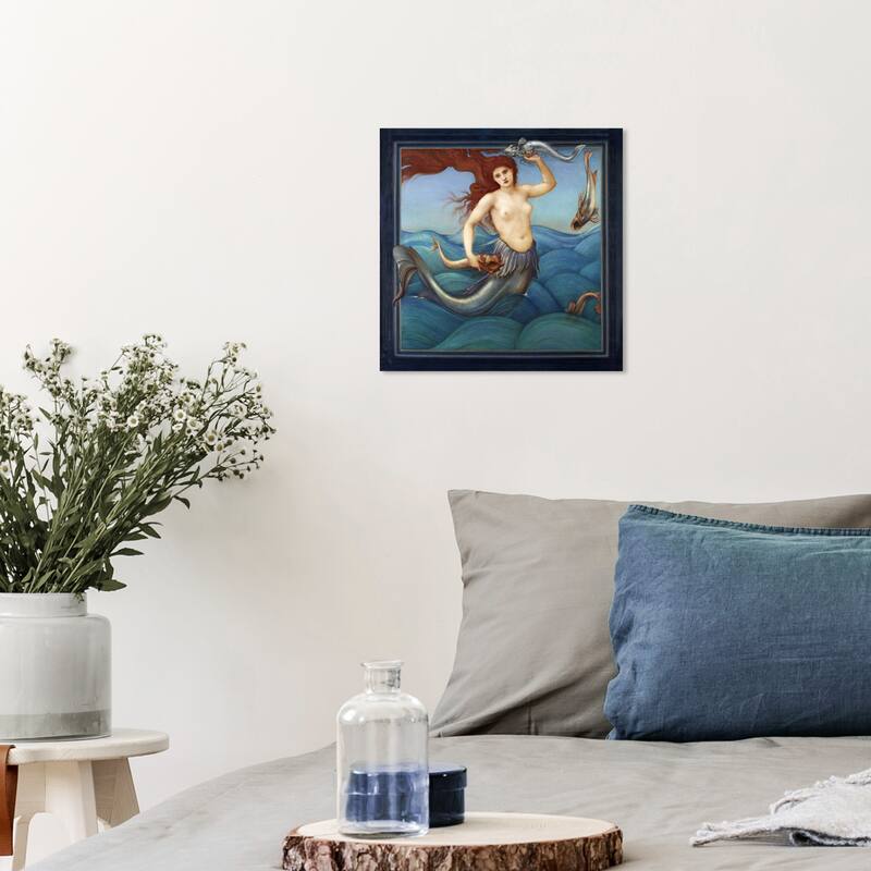 Wynwood Studio Canvas Fantasy and Sci-Fi A Sea Nymph by Sir Edward Burne Jones Blue and Teal Traditional Wall Art Canvas Print - 12 x 12