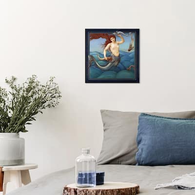 Wynwood Studio Canvas Fantasy and Sci-Fi A Sea Nymph by Sir Edward Burne Jones Blue and Teal Traditional Wall Art Canvas Print