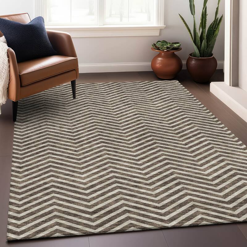 Premium Washable Super Soft Modern Chevron Mayfield Rug - Brown - 9' x 12'