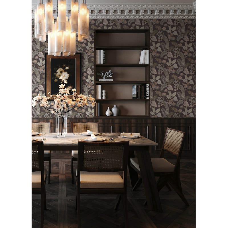 Chris Loves Julia x A-Street Prints Geneva Chocolate Peacock Paradise Wallpaper