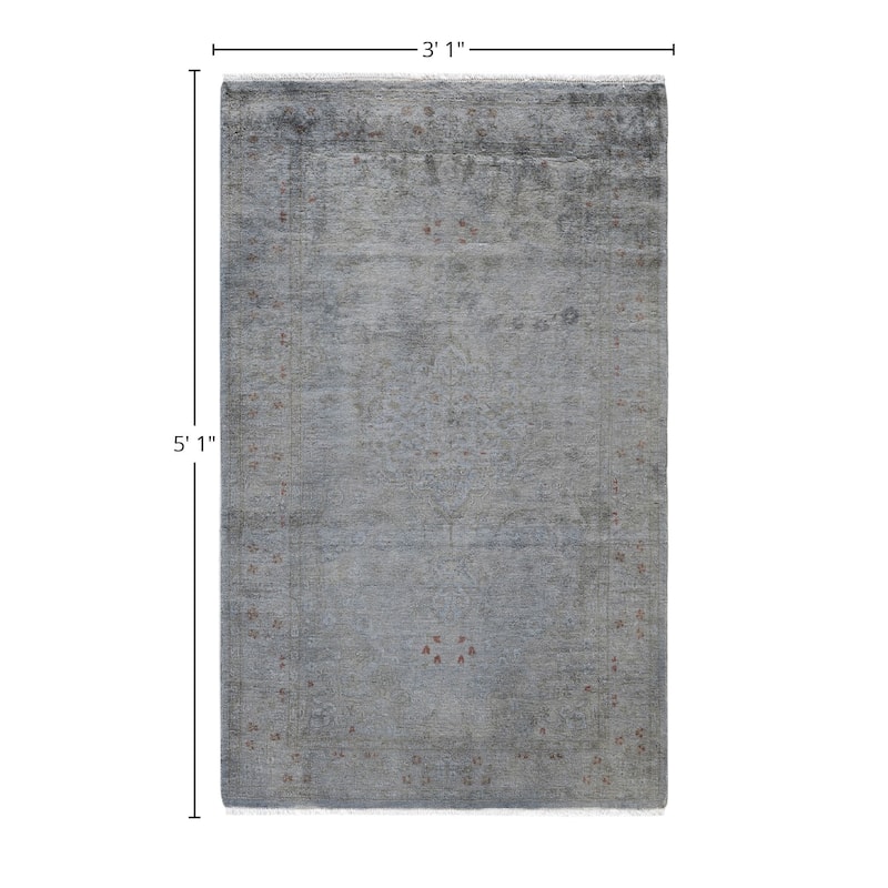 Overdyed One-of-a-Kind Hand-Knotted Area Rug - Gray - 3' 1" x 5' 1"