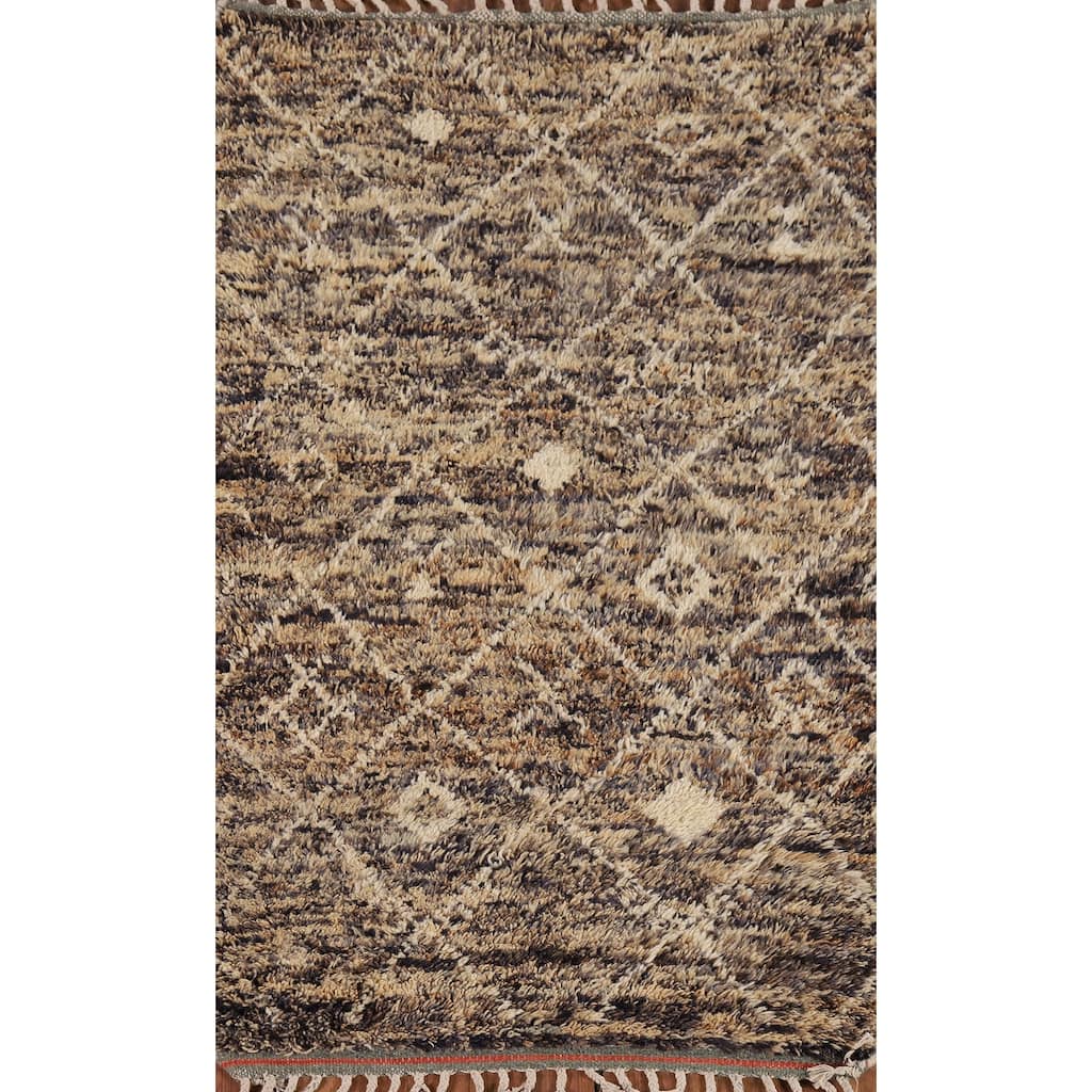 Trellis Plush Moroccan Accent Rug Handmade Wool Carpet - 3'0" x 5'5"