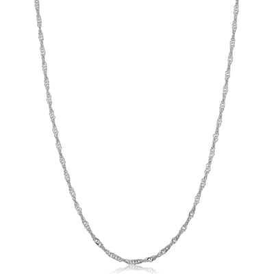 14k White Gold Filled 2 mm Singapore Chain Necklace for Women