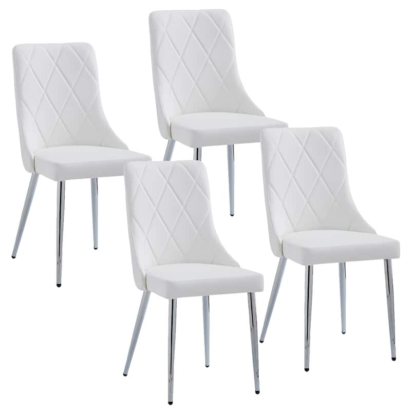 Contemporary Faux Leather and Metal Dining Chair, Set of 4