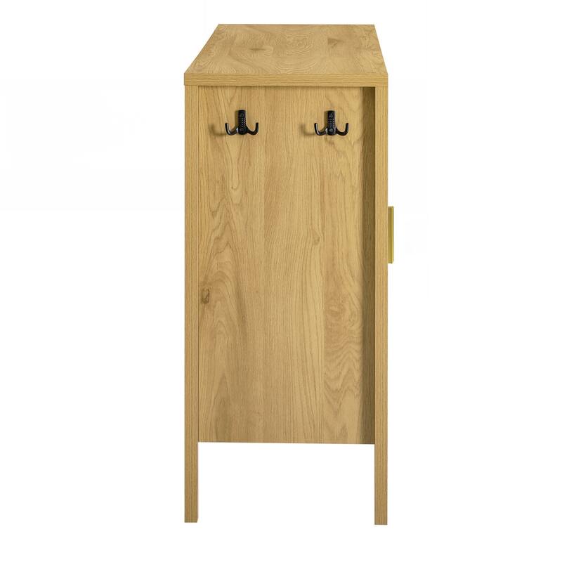 4-Door Sideboard with Back-of-Door Storage Racks & Side Hooks, Adjustable Shelves