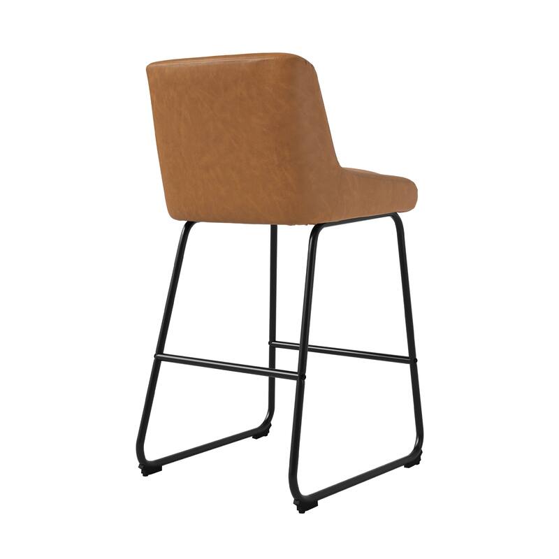 Counter Height Bar Stools with Metal Frame Upholstered Kitchen Island Stool in Faux Leather or Fabric