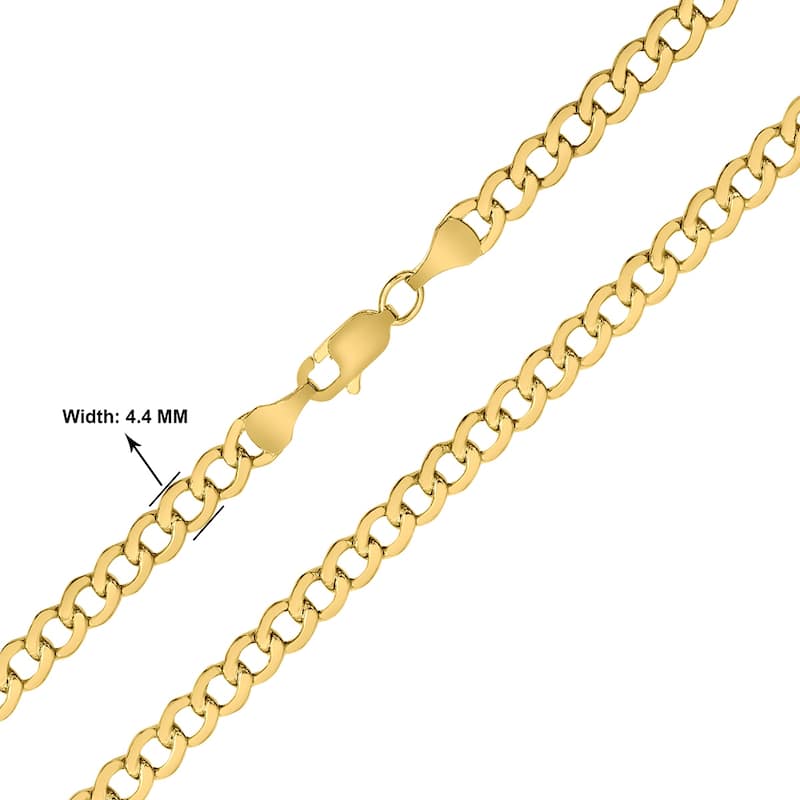 14K Yellow Gold 4.4mm Oval Curb Chain with Lobster Clasp - 22 Inch
