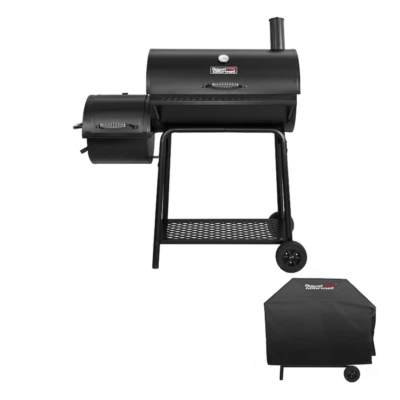Royal Gourmet CC1830FC, Charcoal Grill with Offset Smoker, 811 Square Inches Barrel Smoker with Cover - Assembly Required