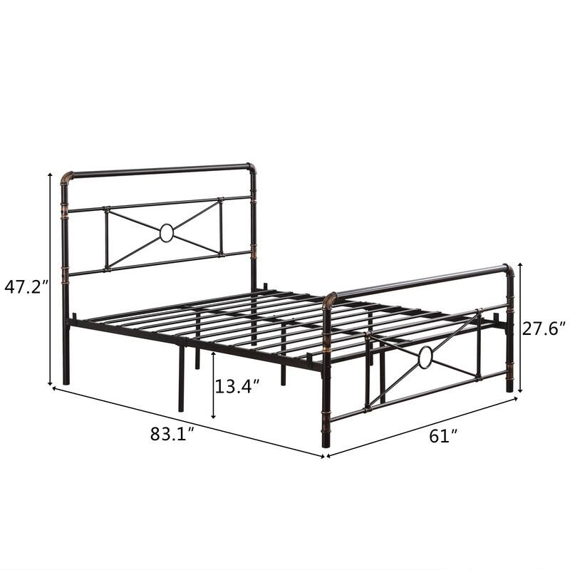 Single-layer Water Pipe Iron Bed Frame with Cross Design