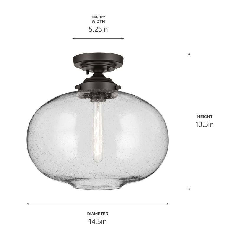 Kichler Lighting Avery 14.5 in. 1-Light Semi-Flush Mount Light