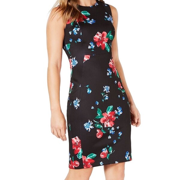 calvin klein red and black floral dress