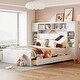 preview thumbnail 2 of 7, Queen Size Wooden Storage Bed With All-in-One Cabinet, Platform Bed with Shelf, Kid's Bed with Sockets, White