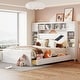 preview thumbnail 10 of 25, Versatility Queen Size Wooden Platform Bed Frame with All-in-One Cabinet, Built-in Power Outlet, Shelf and 4 Drawers White - Queen