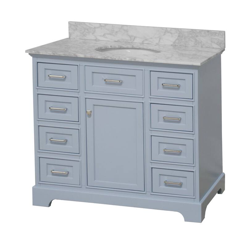KitchenBathCollection Aria 42" Bathroom Vanity with Carrara Marble Top