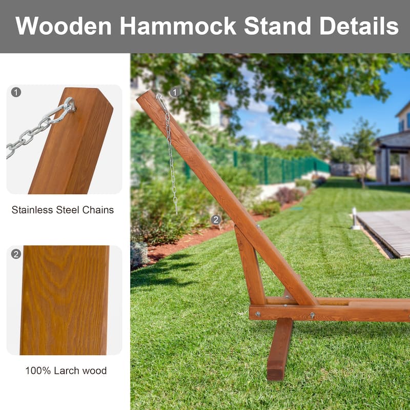 Adjustable 12-14 ft Wooden Hammock Stand Only