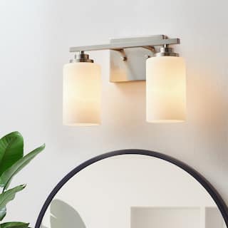 KAWOTI 2-Light Dimmable Bathroom Vanity Light with Frosted White Glass
