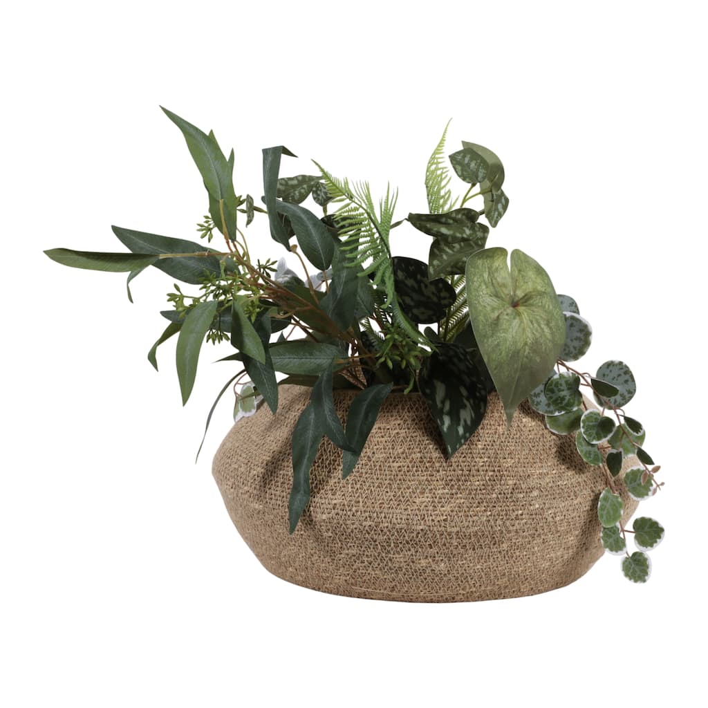 Decorative Round Woven Basket with Handles - 15.75"