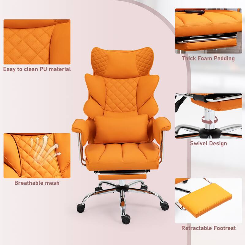 8-Point Massage Gaming Chair, Ergonomic Office Chair, Adjustable Backrest 90-135, Adjustable Armrests