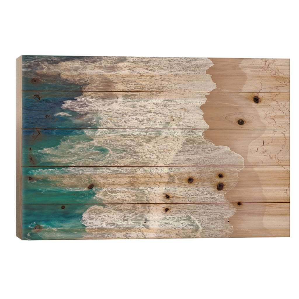 Where The Ocean Ends... Print On Wood by Andreas Feldtkeller - Multi-Color