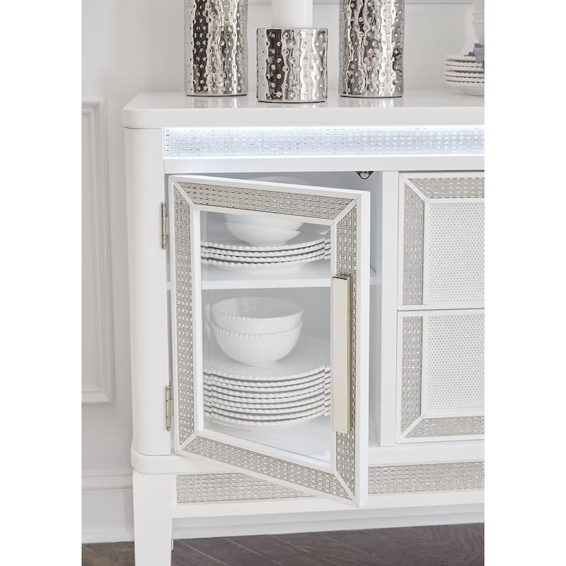 Signature Design by Ashley Chalanna White Dining Server - 56.25" W x 18.13" D x 38.5" H