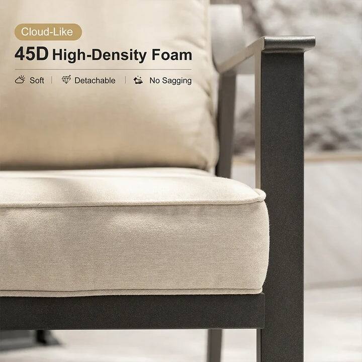 PURPLE LEAF Lorri Khaki Cushions Heavy-Duty Metal Frame Rattan Backrest for Patio Garden Patio Conversation Set Couch