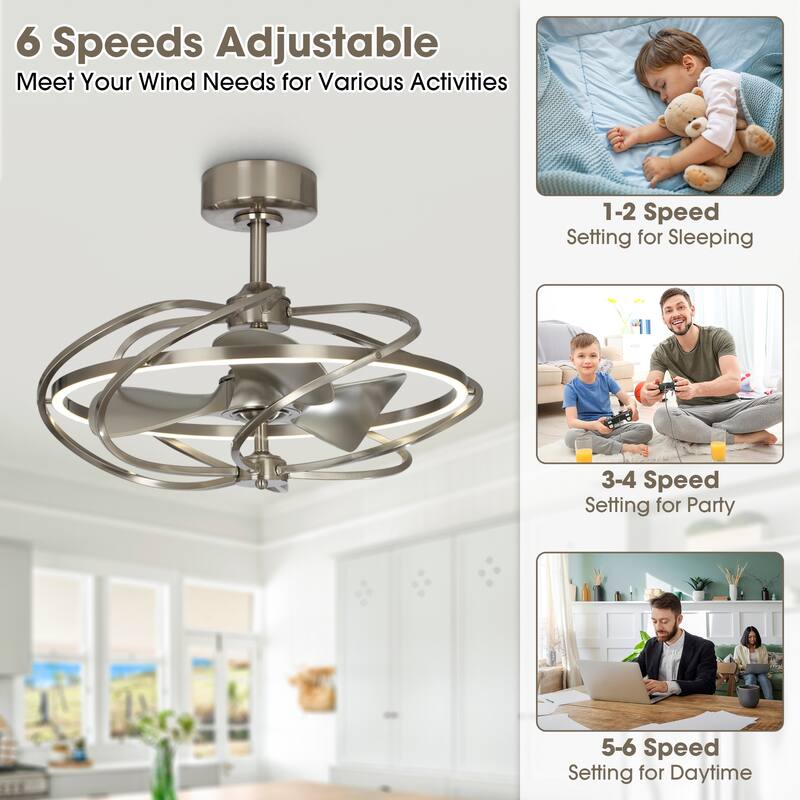 27-inch Satin Nickel 3-Blade Chandelier LED Ceiling Fan with Remote