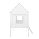 preview thumbnail 11 of 13, Elegant Twin Size Low Loft Wood House Bed with Two Side Windows, Superior Quality & Better Sleeping Environment, White