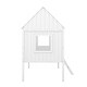 preview thumbnail 10 of 9, Twin Size Low Loft Bed with with Two Side Windows, House-shaped Bed with Ladder, Pine Wooden Bed with Guardrail, White