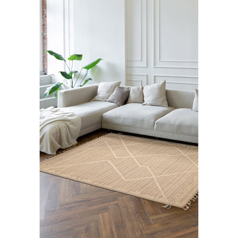 ECARPETGALLERY Hand-knotted Tangier Cream Wool Rug - 9'2 x 12'0