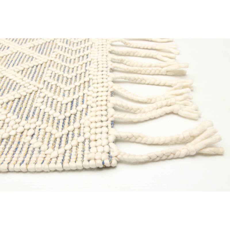 ECARPETGALLERY Braid weave Sienna Cream Wool Rug - 5'0 x 7'8